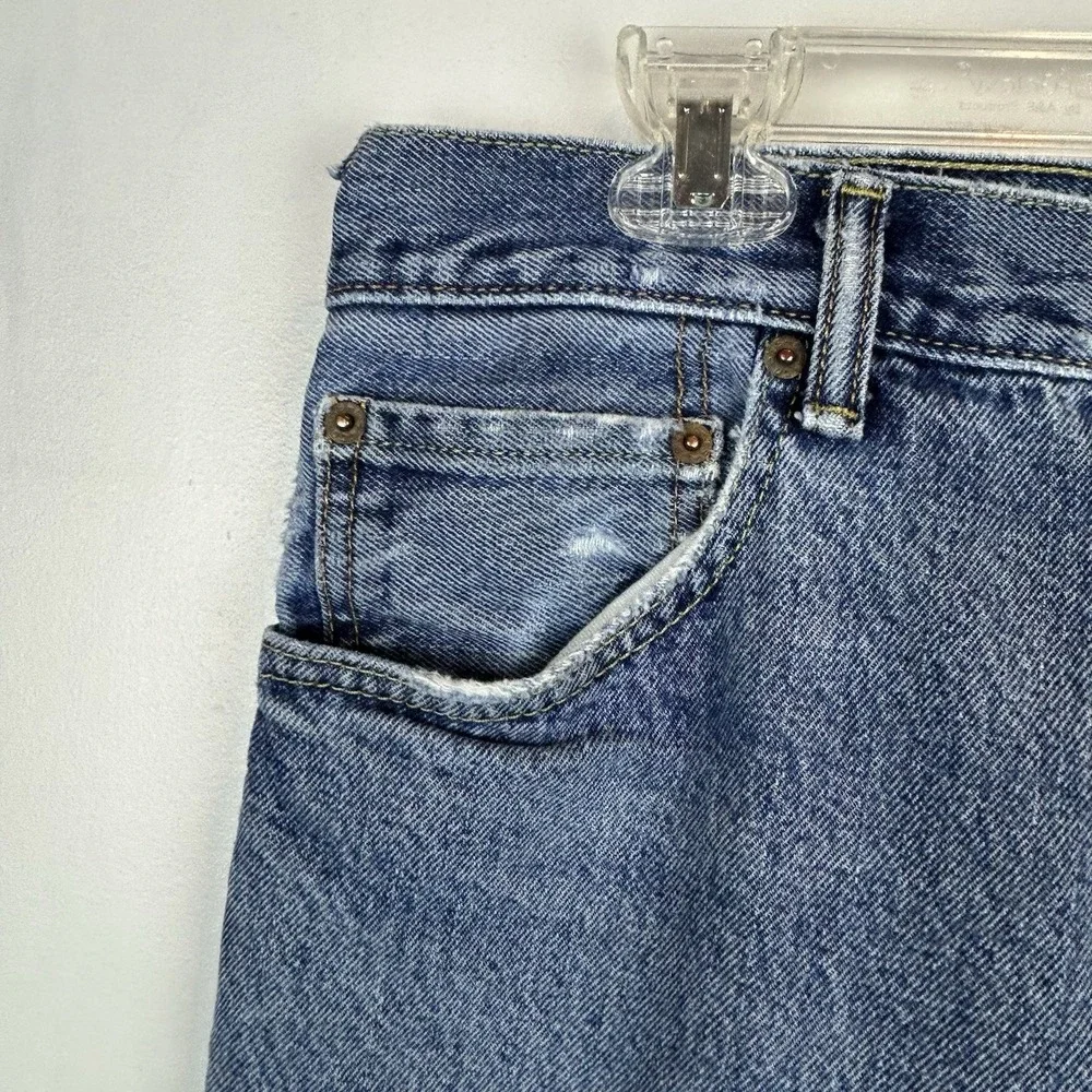 Vintage 90s Levis 517 Faded Stone Wash Boot Cut Distressed Jeans 34x34 Read
